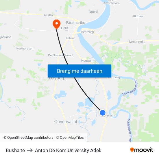 Bushalte to Anton De Kom University Adek map
