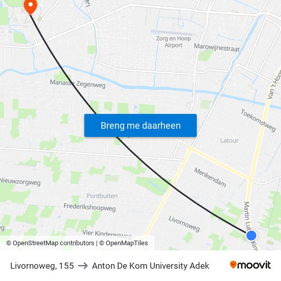 Livornoweg, 155 to Anton De Kom University Adek map