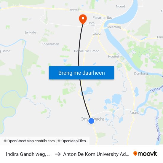 Indira Gandhiweg, 48 to Anton De Kom University Adek map