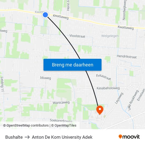 Bushalte to Anton De Kom University Adek map