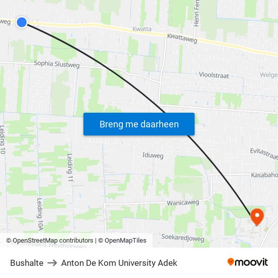 Bushalte to Anton De Kom University Adek map