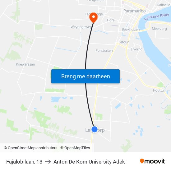 Fajalobilaan, 13 to Anton De Kom University Adek map