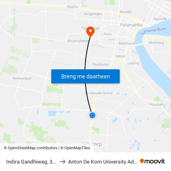 Indira Gandhiweg, 308 to Anton De Kom University Adek map