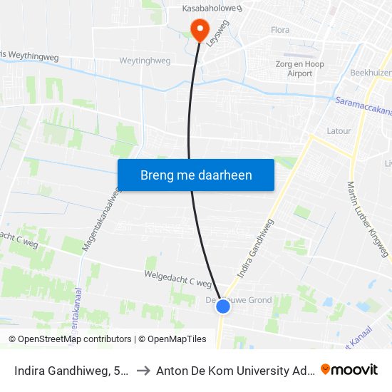 Indira Gandhiweg, 563 to Anton De Kom University Adek map