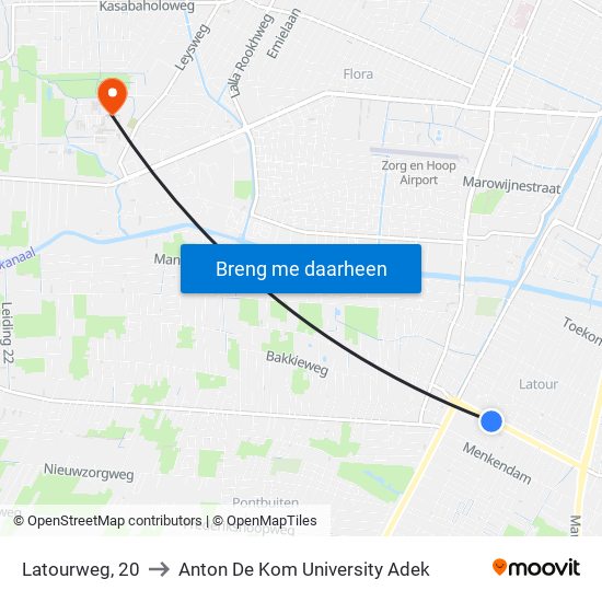 Latourweg, 20 to Anton De Kom University Adek map