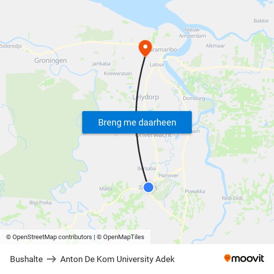 Bushalte to Anton De Kom University Adek map