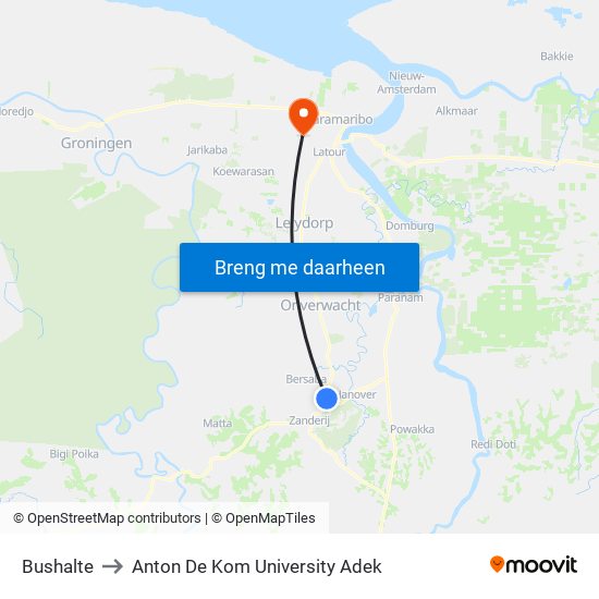 Bushalte to Anton De Kom University Adek map