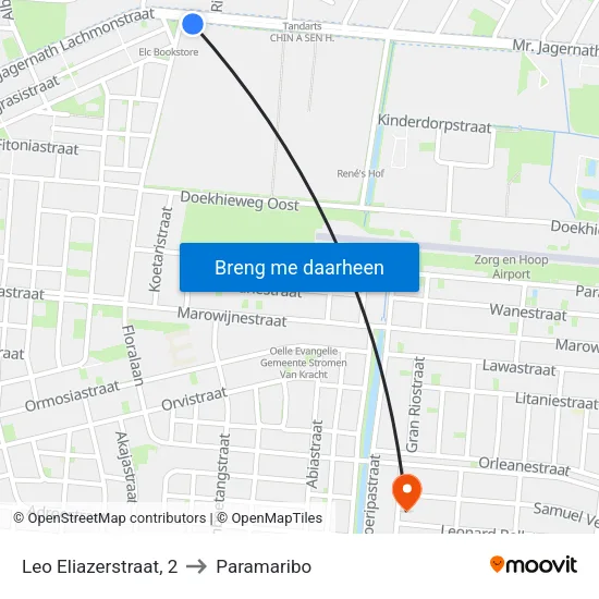 Leo Eliazerstraat, 2 to Paramaribo map