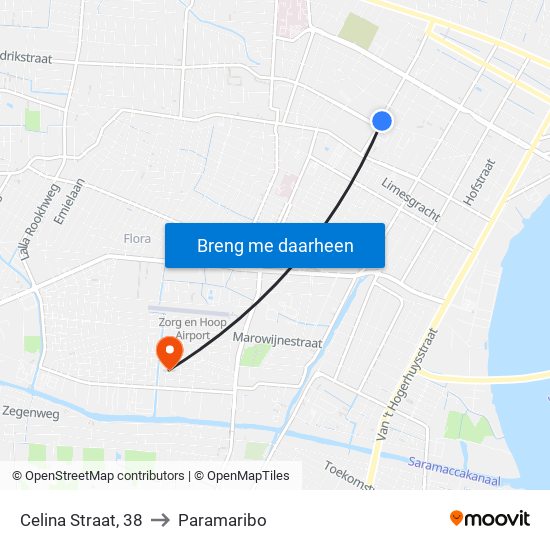 Celina Straat, 38 to Paramaribo map