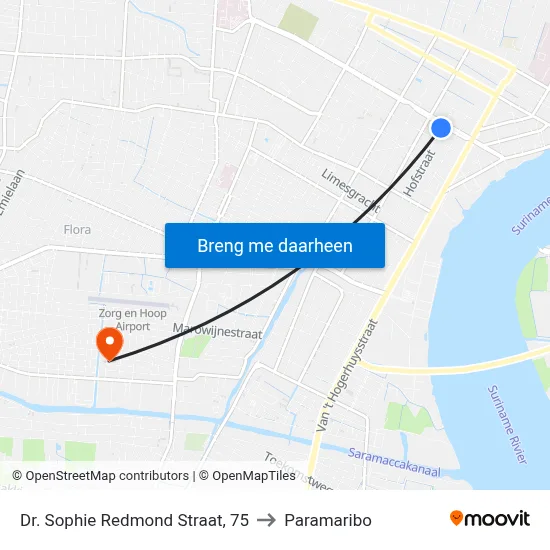 Dr. Sophie Redmond Straat, 75 to Paramaribo map