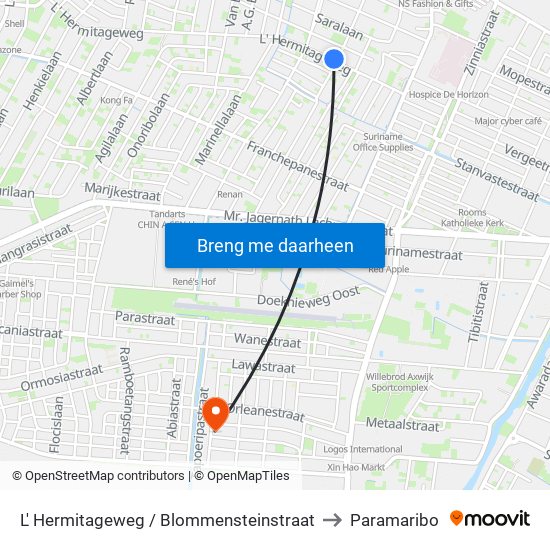 L' Hermitageweg / Blommensteinstraat to Paramaribo map