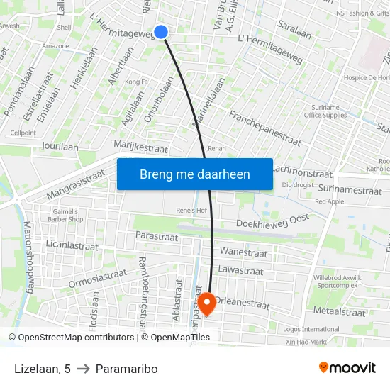 Lizelaan, 5 to Paramaribo map