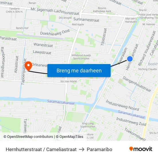Hernhutterstraat / Cameliastraat to Paramaribo map