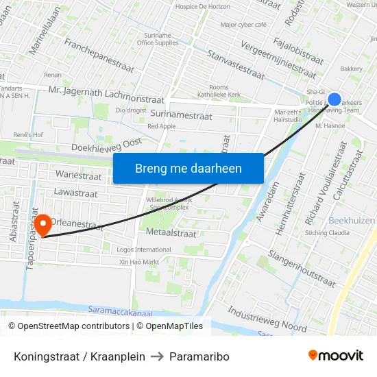 Koningstraat / Kraanplein to Paramaribo map