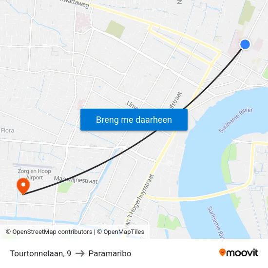 Tourtonnelaan, 9 to Paramaribo map