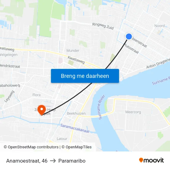 Anamoestraat, 46 to Paramaribo map