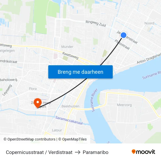 Copernicusstraat / Verdistraat to Paramaribo map