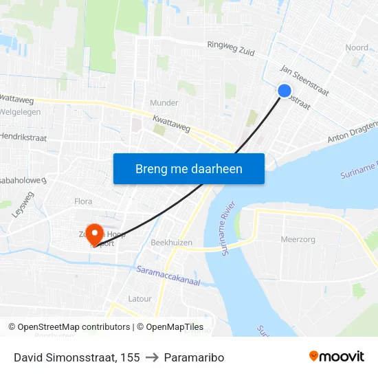 David Simonsstraat, 155 to Paramaribo map