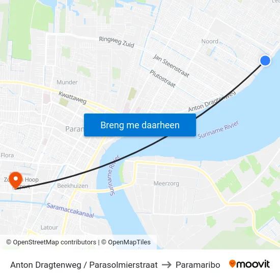 Anton Dragtenweg / Parasolmierstraat to Paramaribo map