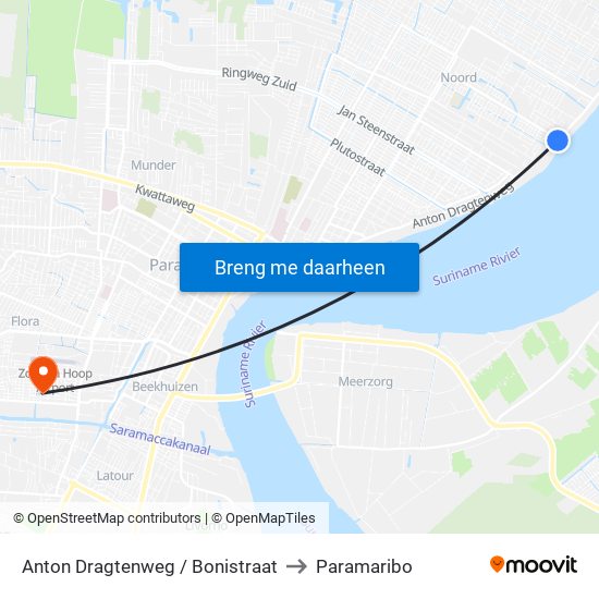 Anton Dragtenweg / Bonistraat to Paramaribo map