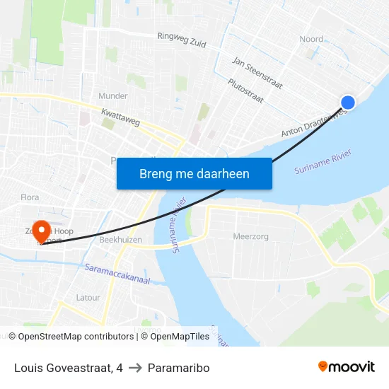 Louis Goveastraat, 4 to Paramaribo map