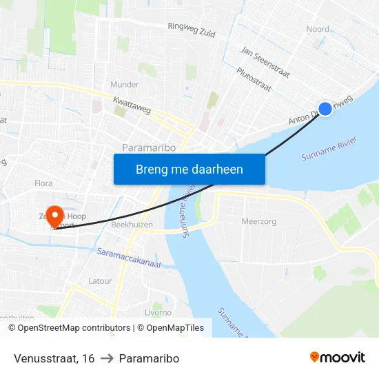 Venusstraat, 16 to Paramaribo map