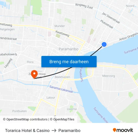 Torarica Hotel & Casino to Paramaribo map