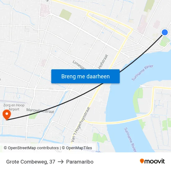Grote Combeweg, 37 to Paramaribo map
