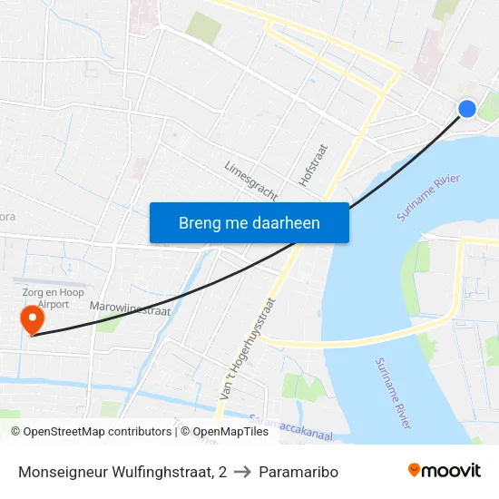 Monseigneur Wulfinghstraat, 2 to Paramaribo map