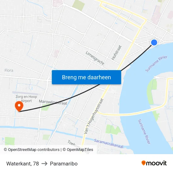 Waterkant, 78 to Paramaribo map