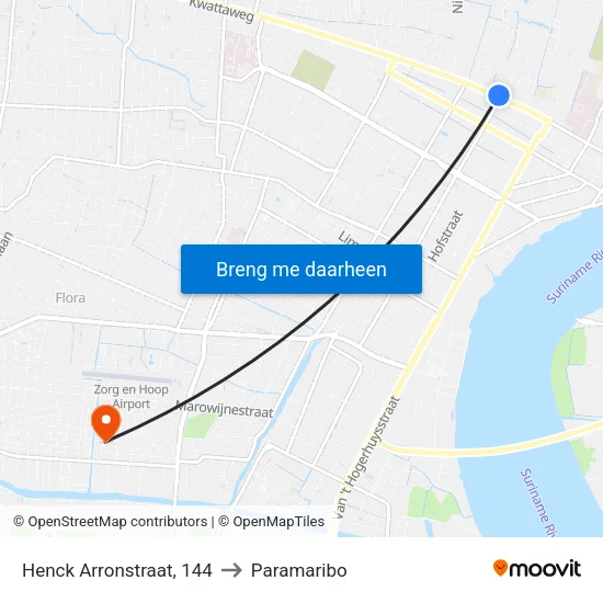 Henck Arronstraat, 144 to Paramaribo map