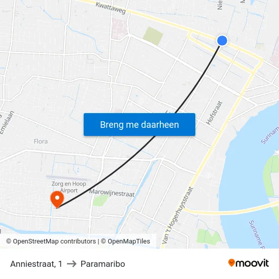 Anniestraat, 1 to Paramaribo map