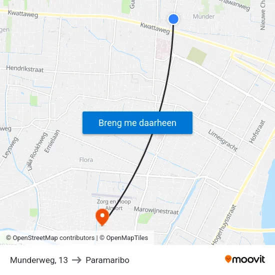 Munderweg, 13 to Paramaribo map