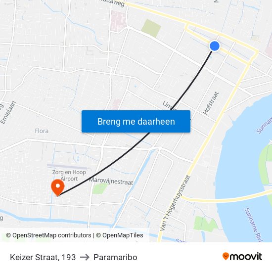 Keizer Straat, 193 to Paramaribo map