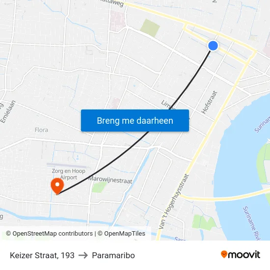 Keizer Straat, 193 to Paramaribo map
