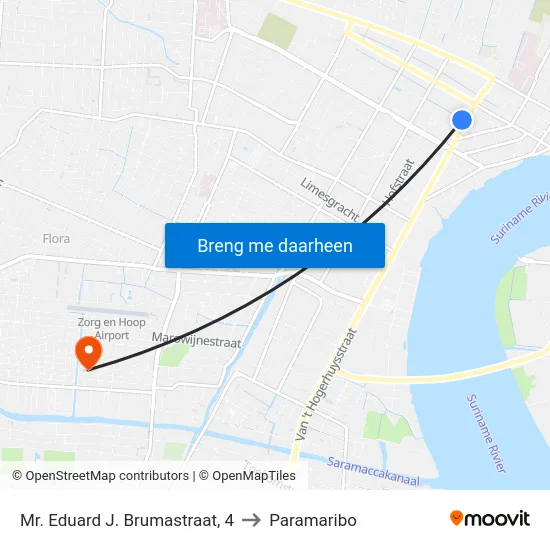 Mr. Eduard J. Brumastraat, 4 to Paramaribo map