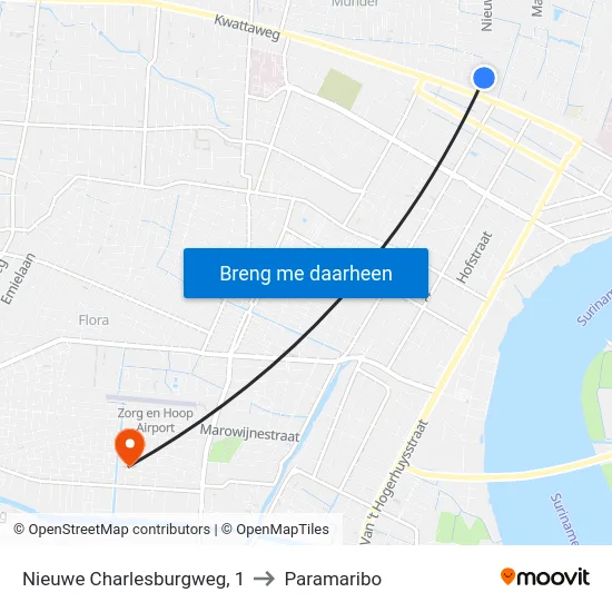 Nieuwe Charlesburgweg, 1 to Paramaribo map