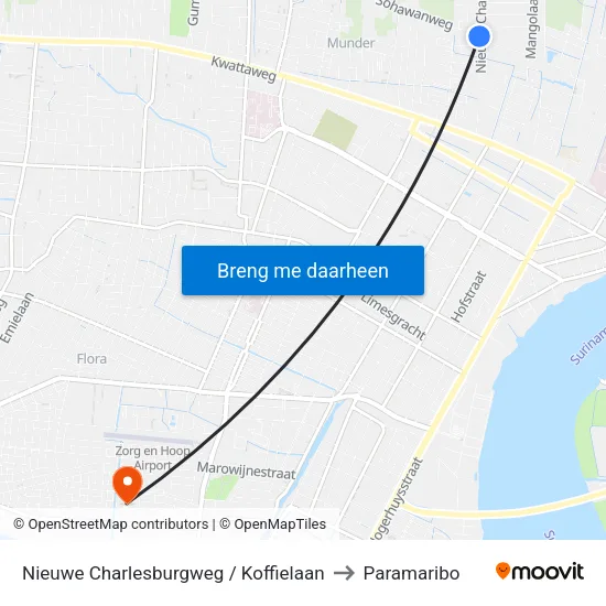 Nieuwe Charlesburgweg / Koffielaan to Paramaribo map