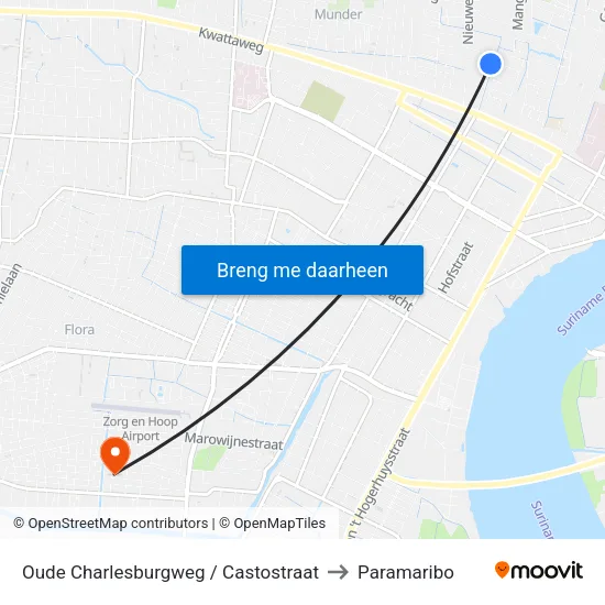 Oude Charlesburgweg / Castostraat to Paramaribo map