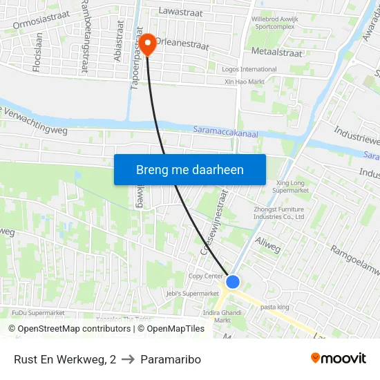 Rust En Werkweg, 2 to Paramaribo map