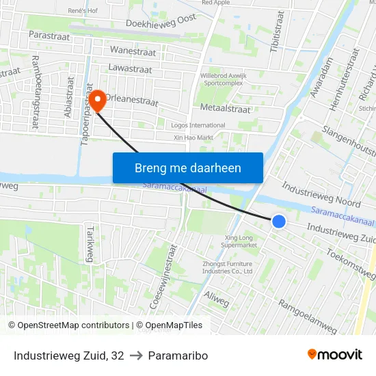 Industrieweg Zuid, 32 to Paramaribo map