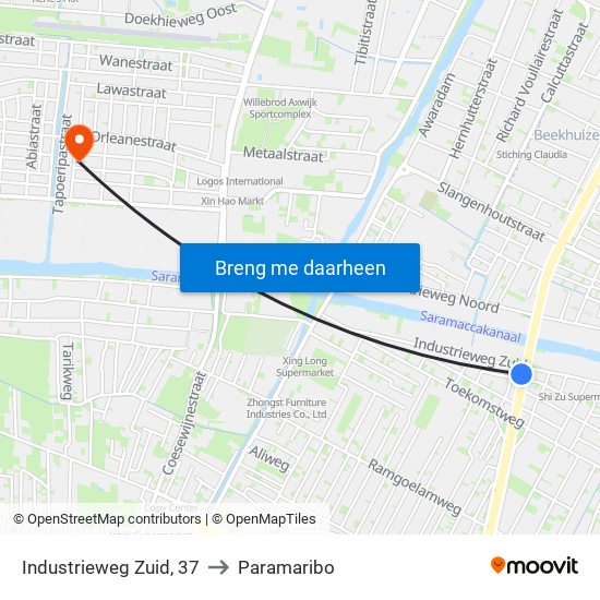 Industrieweg Zuid, 37 to Paramaribo map