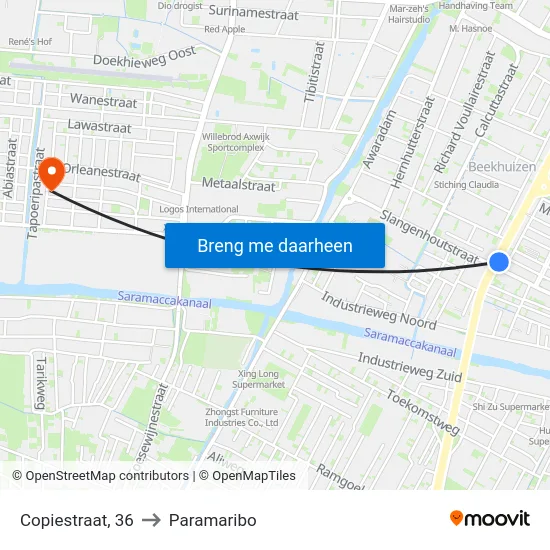 Copiestraat, 36 to Paramaribo map