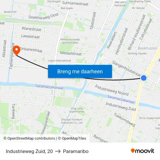 Industrieweg Zuid, 20 to Paramaribo map