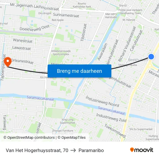 Van Het Hogerhuysstraat, 70 to Paramaribo map