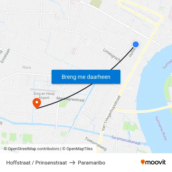 Hoffstraat / Prinsenstraat to Paramaribo map