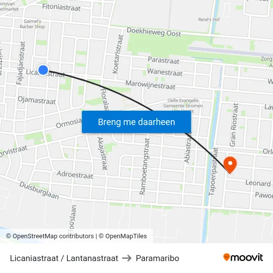 Licaniastraat / Lantanastraat to Paramaribo map