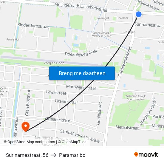 Surinamestraat, 56 to Paramaribo map