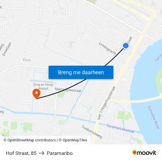 Hof Straat, 85 to Paramaribo map