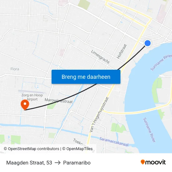 Maagden Straat, 53 to Paramaribo map